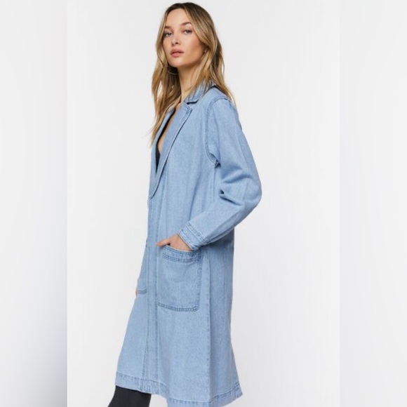 Forever 21 Denim Open-Front Longline Jacket Size XS - Picture 5 of 11
